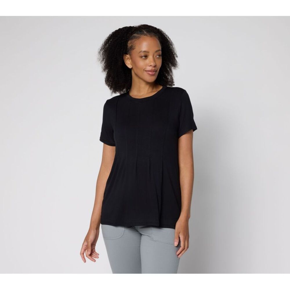Liberare Women's Top Sz M Soft Peplum Tee Black A694364
